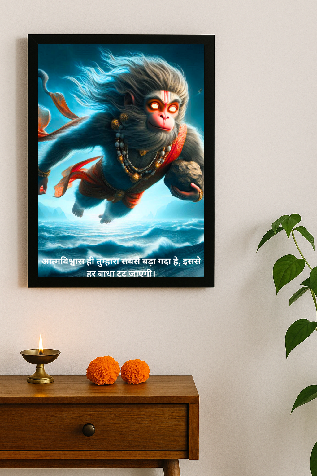 Lord Hanuman Motivational Framed Posters